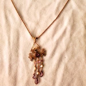COSTUME JEWELRY-purple & gold necklace